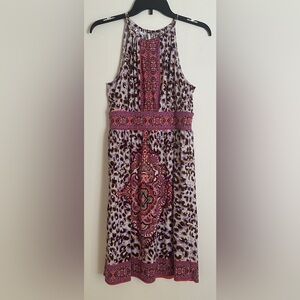 London Times Red and White Halter Maxi Sundress